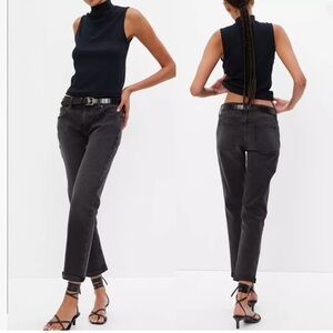 Gap Black Mid Rise Beat Girlfriend Cropped Jeans 28 6